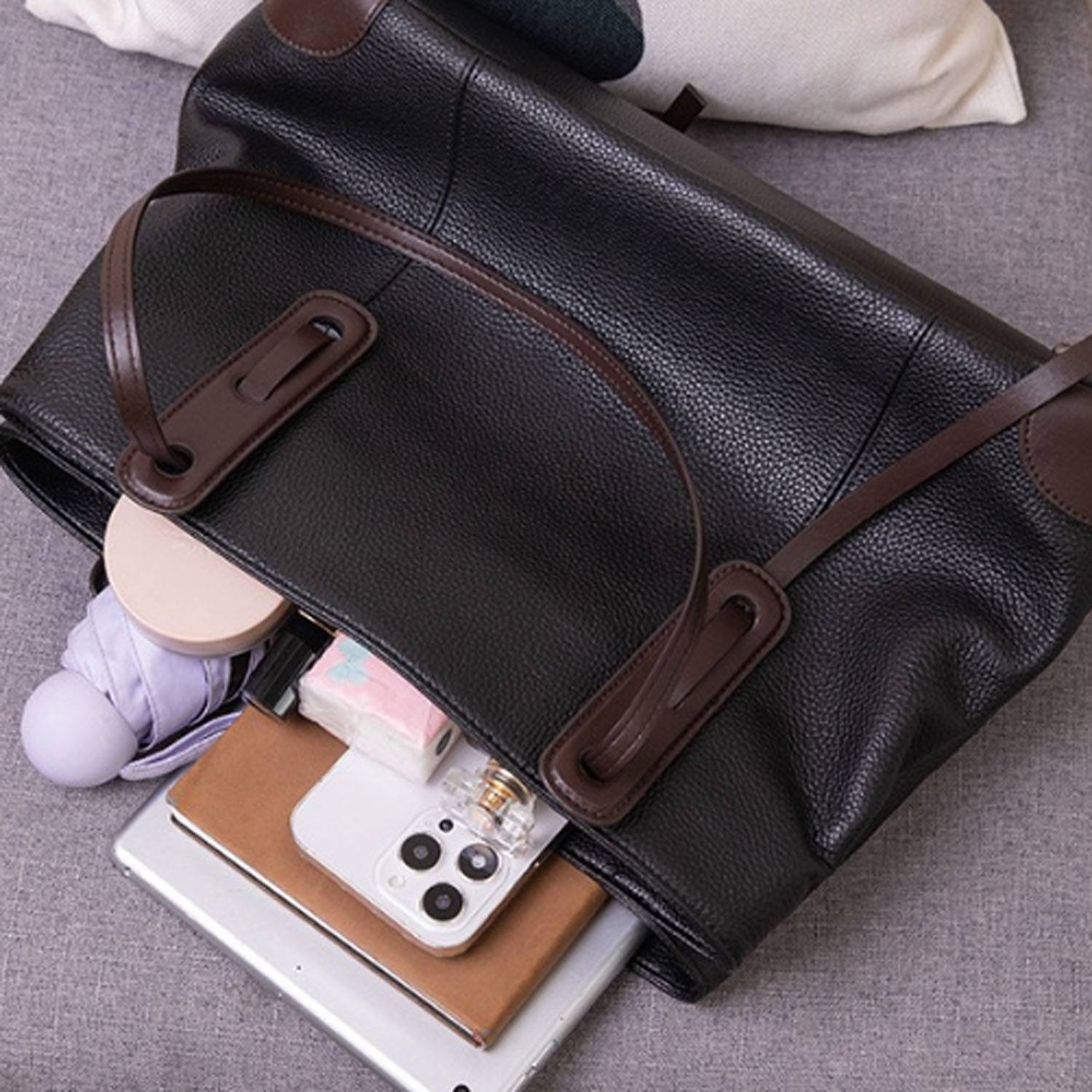 Geniune Leather Commuter Tote Bag, custom tote bag with logo imprint 5