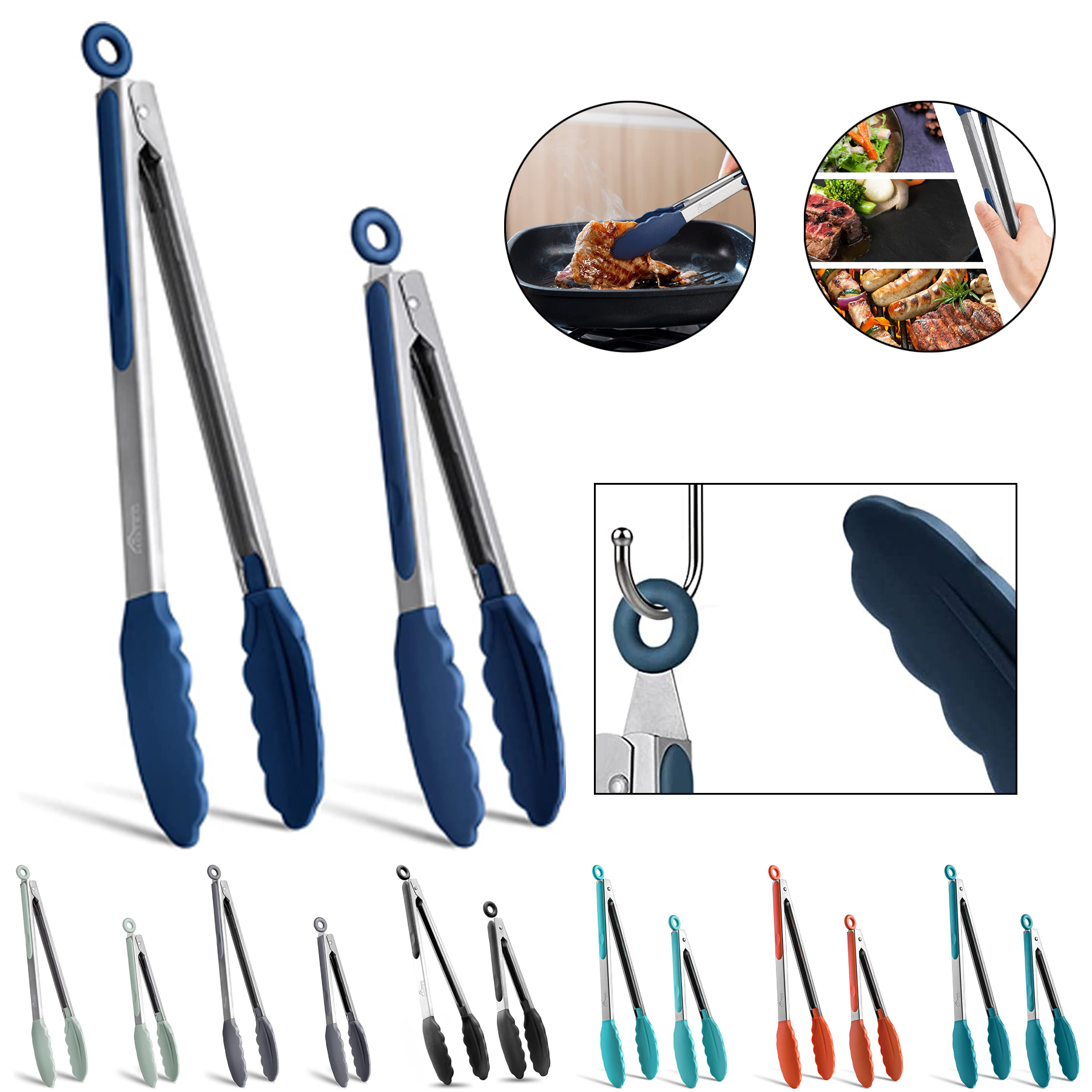 Stainless Silicon Kitchen Tongs 2