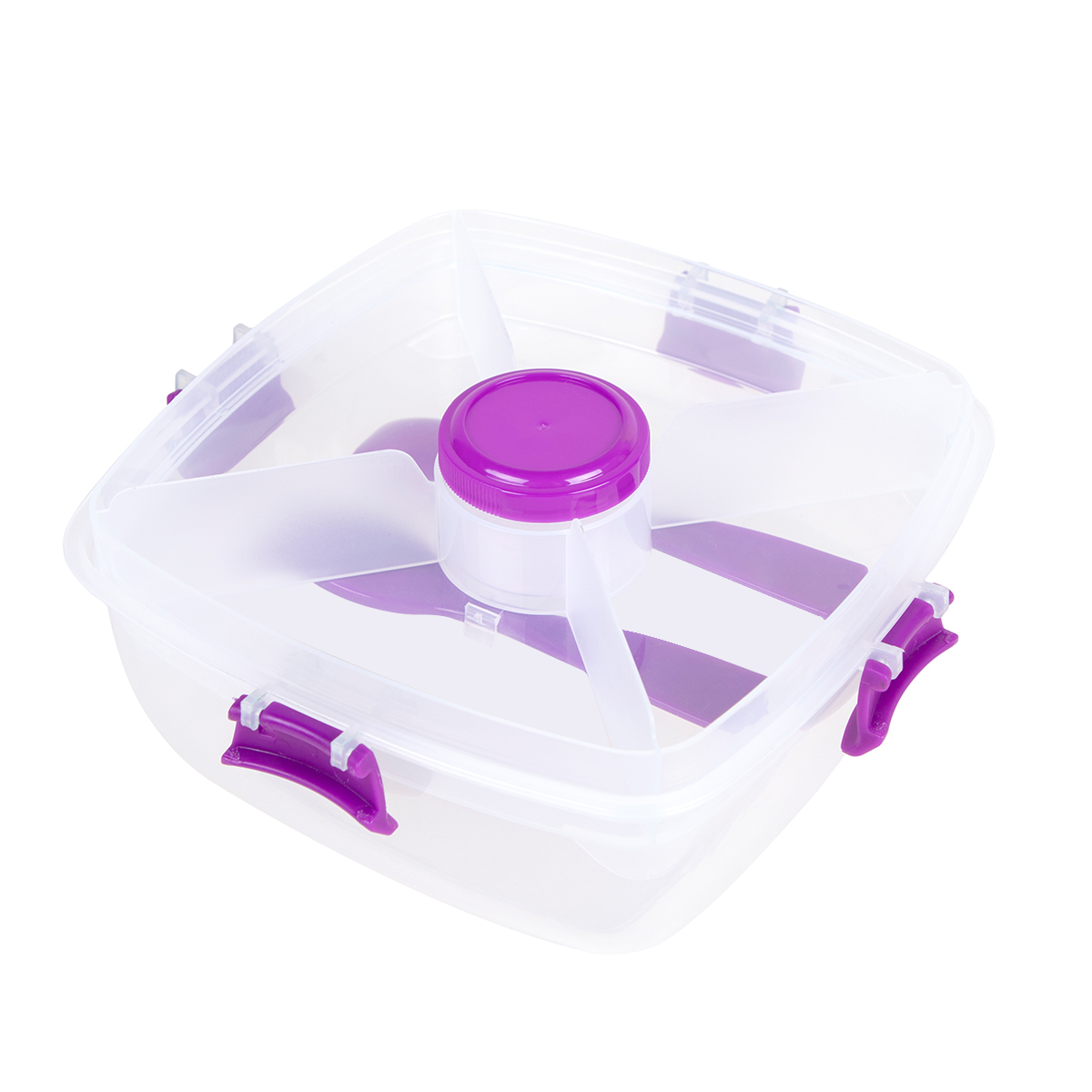 Transparent Plastic Salad Container w/ Utensils 11