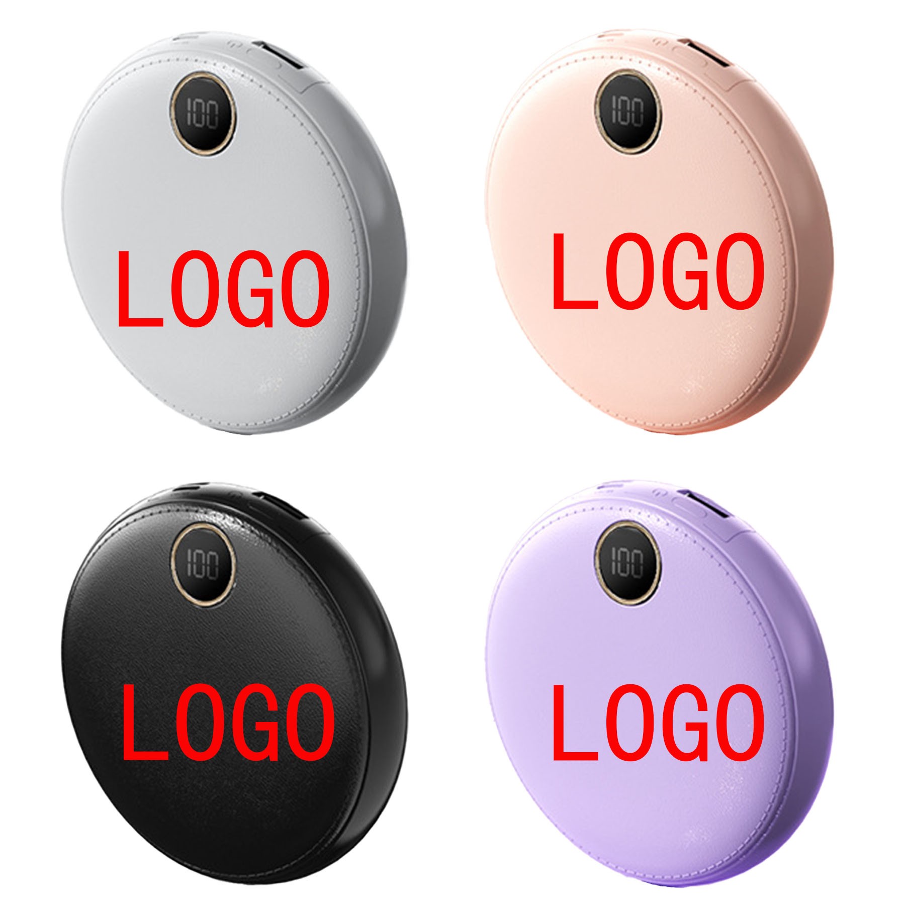 4 in 1 6000mAh Round Leather Fast Charging Power Bank