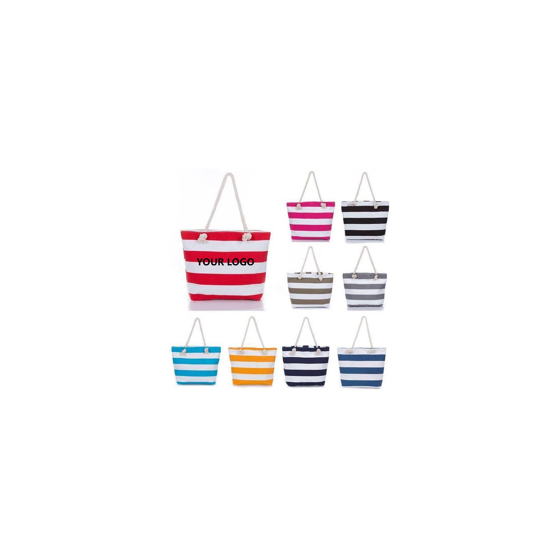 Zippered Cotton Canvas Boat Tote