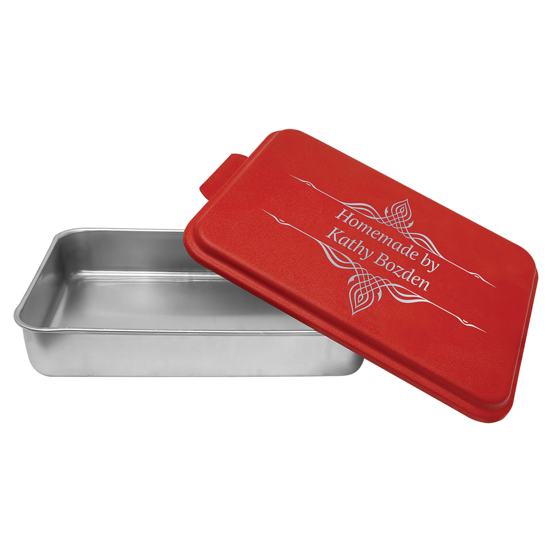 9" x 13" Aluminum Cake Pan with Red Lid 2
