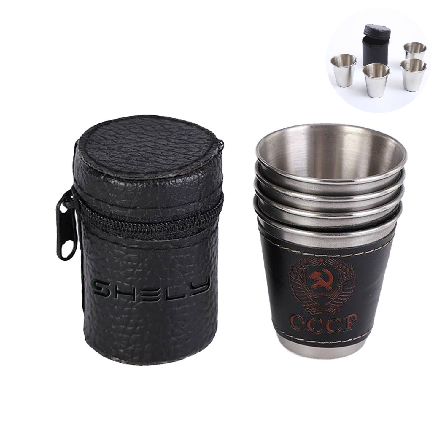 2.4OZ Portable Stainless Steel Wine Shot Glass 4 Pcs Set 13