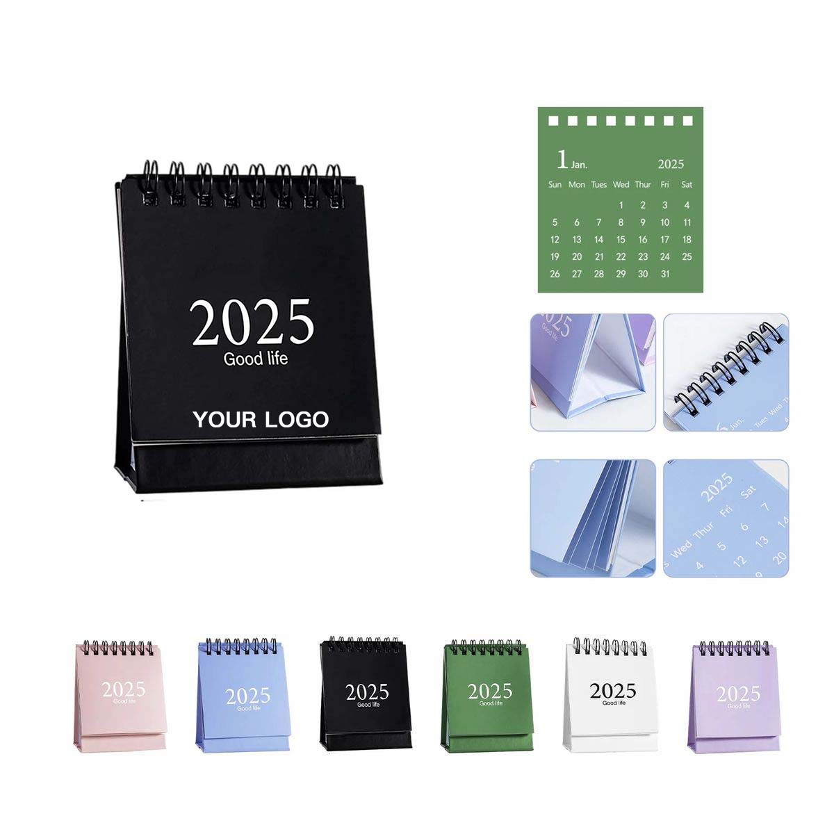 Portable 2025 Desk Calendar with Label Stickers 3