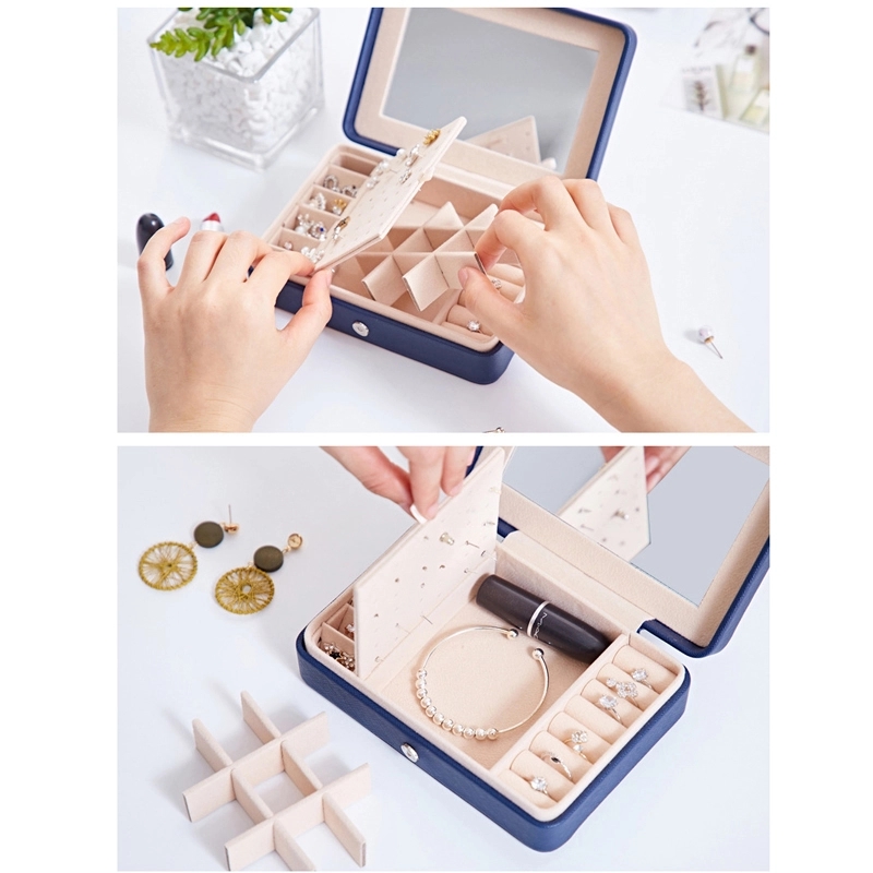 Portable Travel Jewelry Organizer Box with Mirror / Hook 3