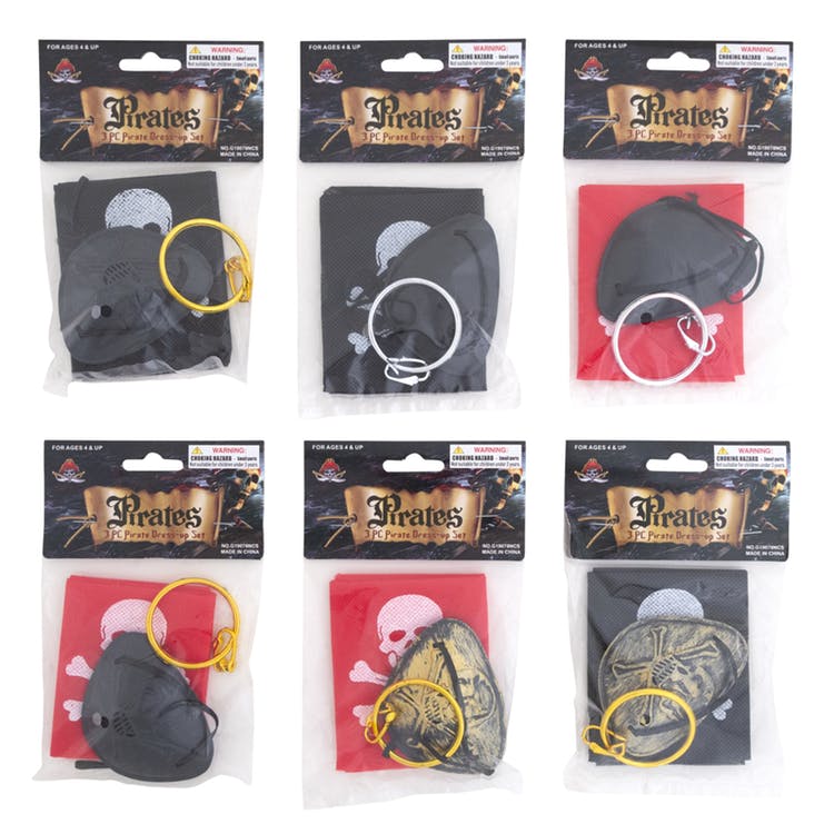 Pirate Accessory Sets - Assorted Scarf Earring & Patch 1