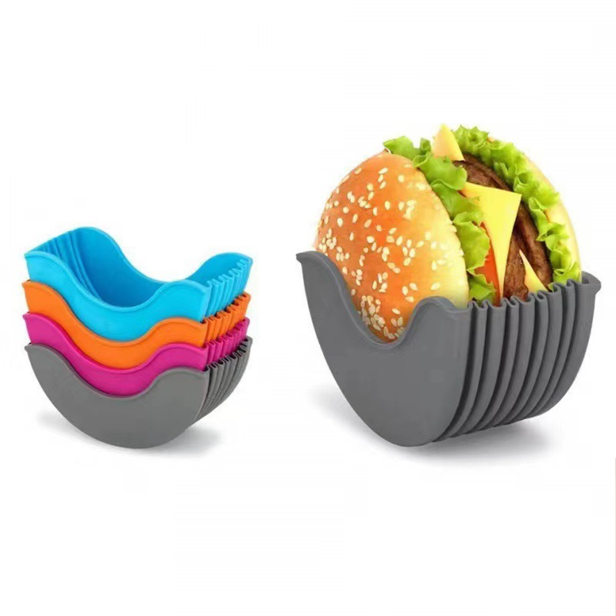 Retractable And Customizable Sandwich Hamburger Holders 2