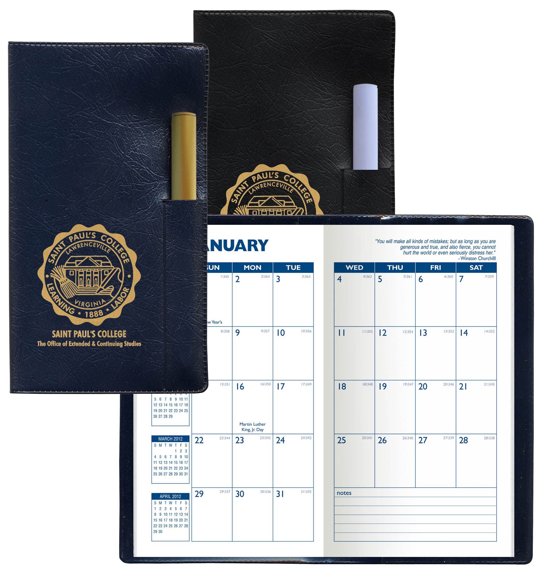Executive Vinyl Cover Monthly Pocket Planner with Pen 4