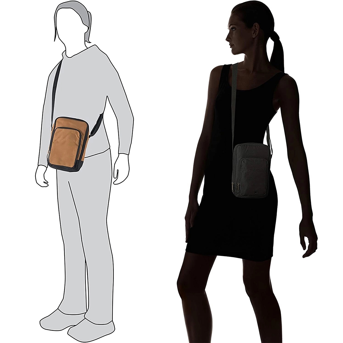 Unisex Durable Adjustable Crossbody Bag with Zipper Closure 2