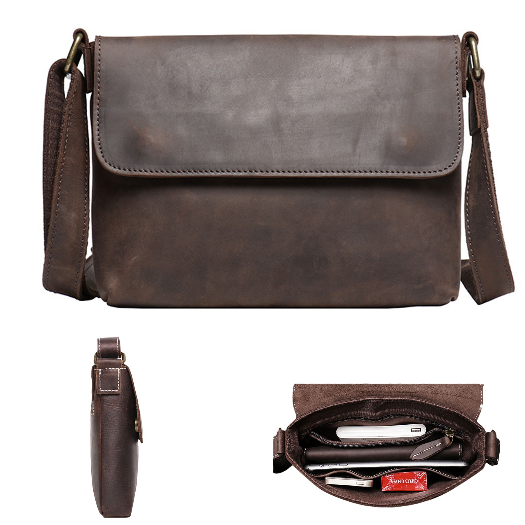 Cowhide Messenger Shoulder Bag 2