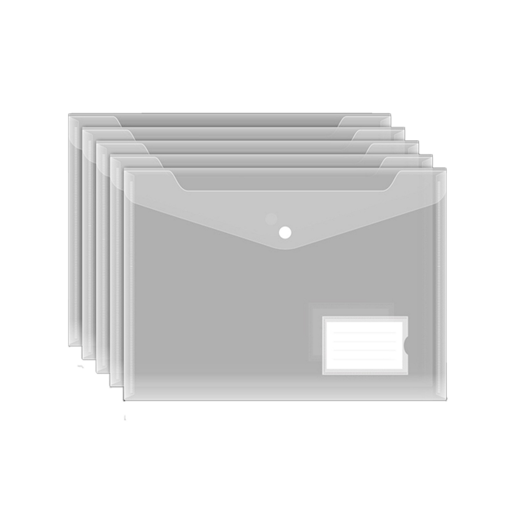 A4 Button Transparent Storage File Bag 4