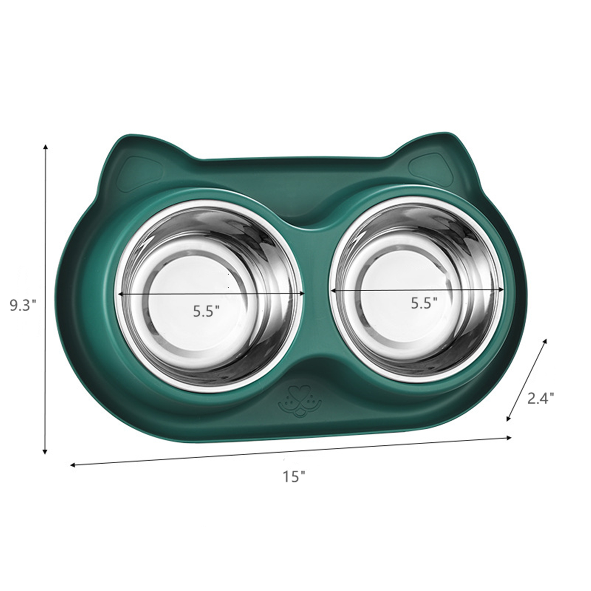 Water And Food Feeder Bowls With Silicone Mat 2