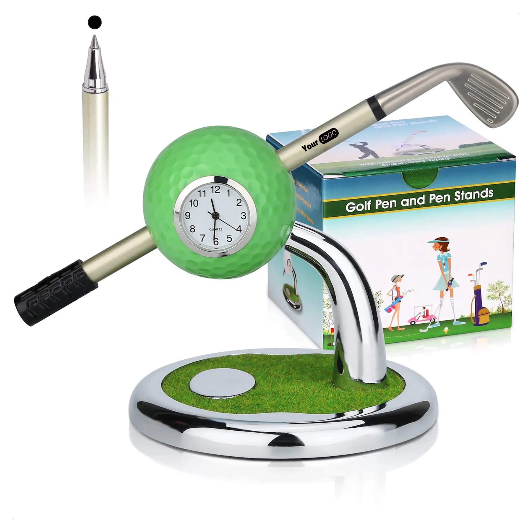 Golf Ball Pen Holder with Clock 3