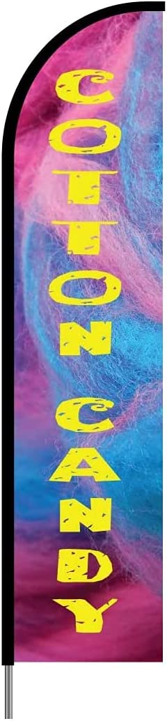 Cotton Candy Sign Feather Flag Swooper Banner Pole Kit Outdoor Business Advertising Display, 15ft 2