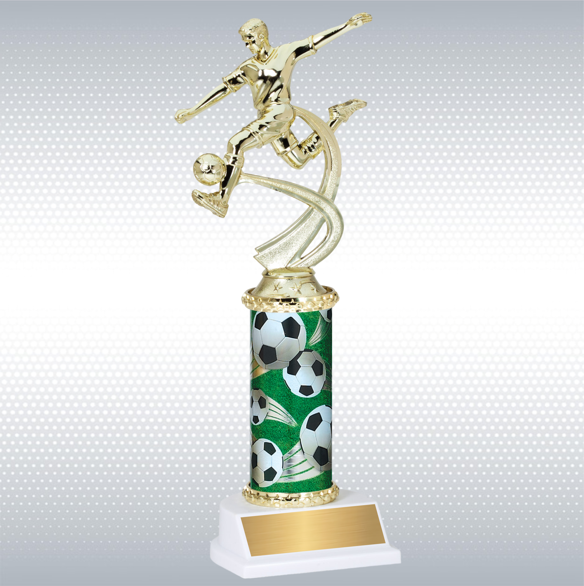 Assembled Male Soccer Trophy w/ White Base 5