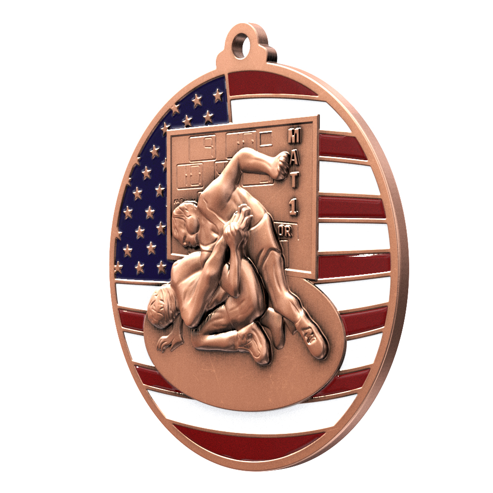 Wrestling Patriotic Medallion (2-3/4") 9