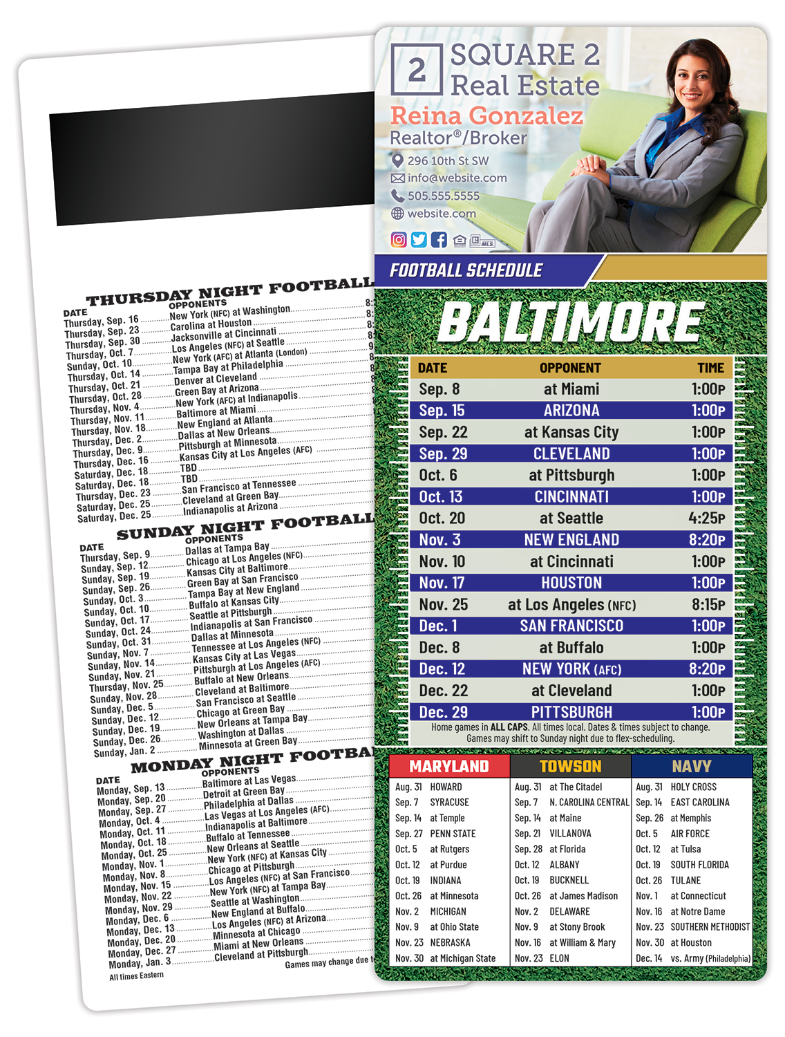 Football Schedule Laminated Card/Postcard with Magnet Strip 3.5x8.5 - 14 pt. 2