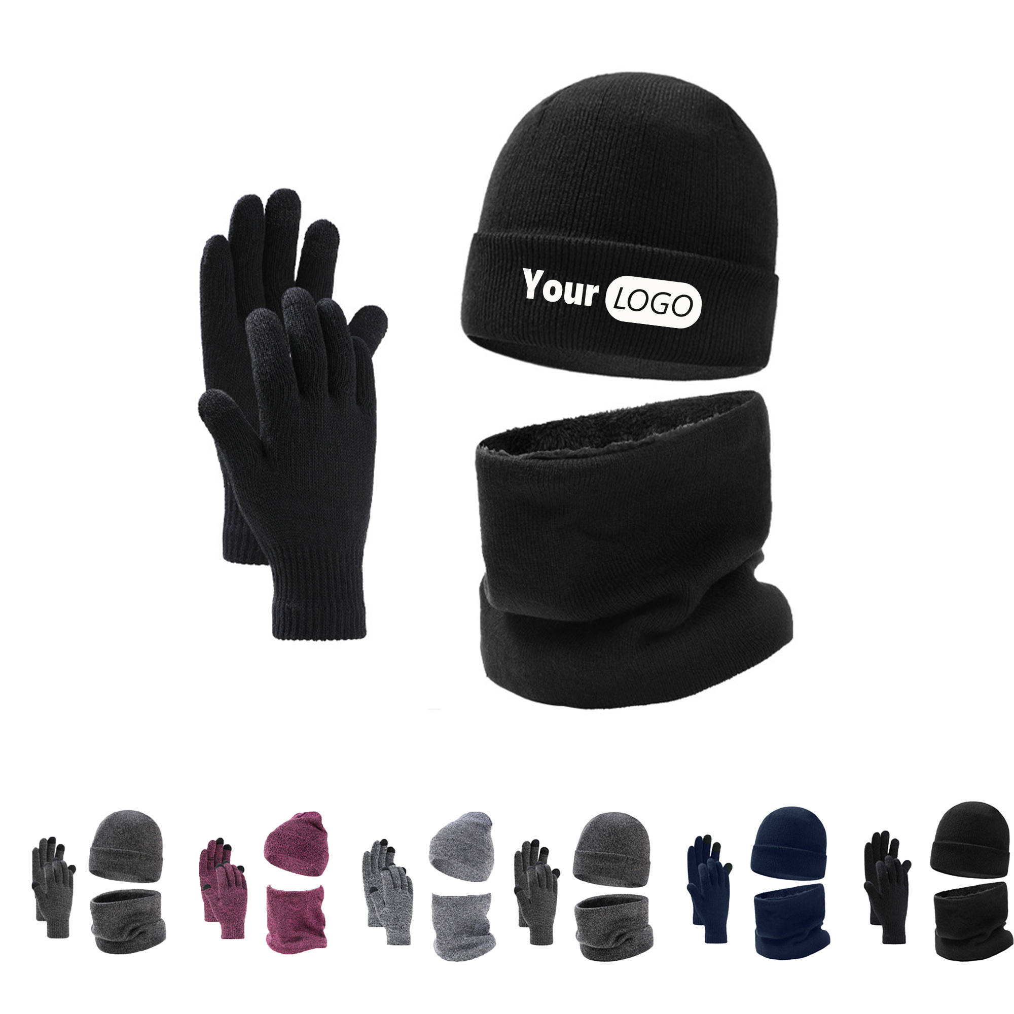 Winter Beanie Gloves Set 2