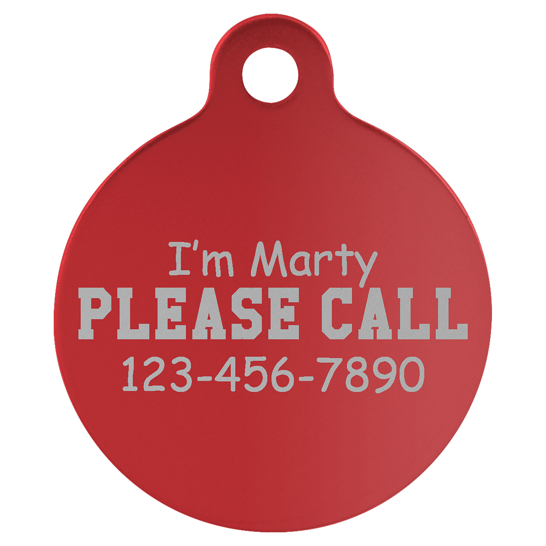 1 1/4" Red Anodized Aluminum Round Pet Tag with Tab 1