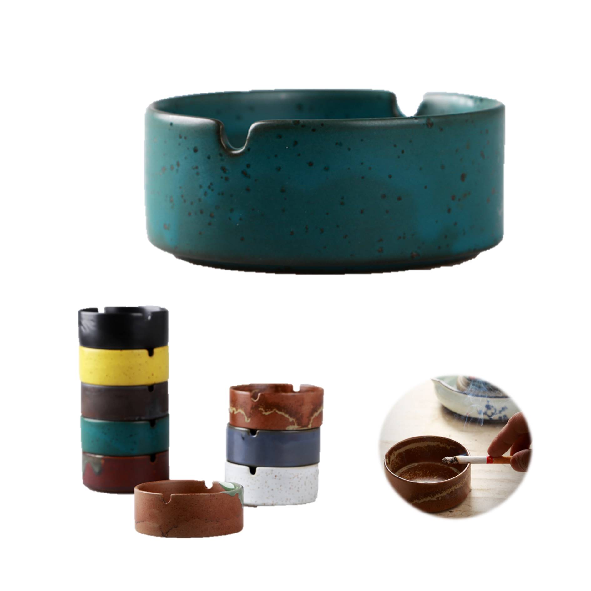 Creative Ceramic Windproof Round Ashtray 5