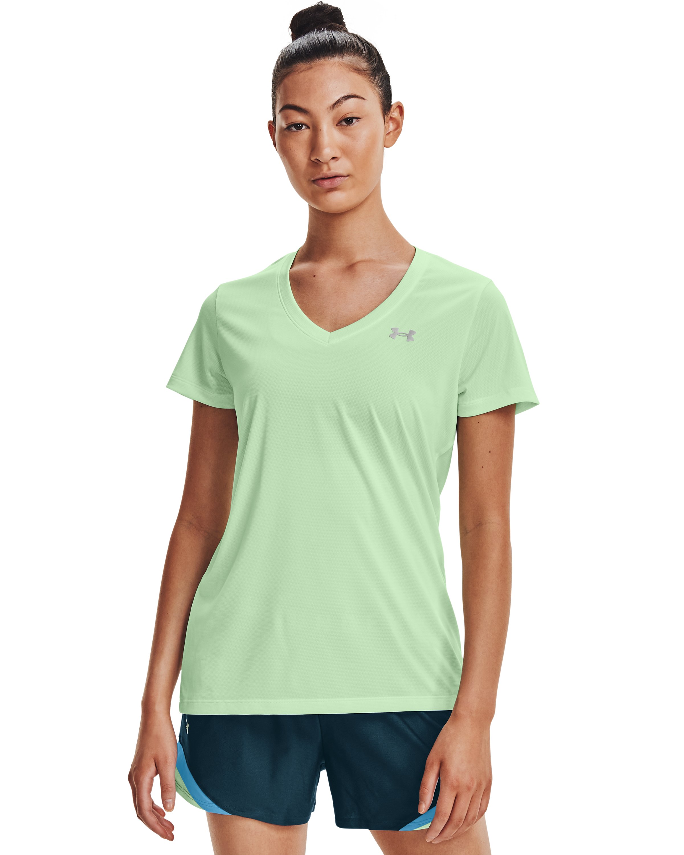 Women's UA Tech Bubble Heather Short Sleeve V-Neck  8