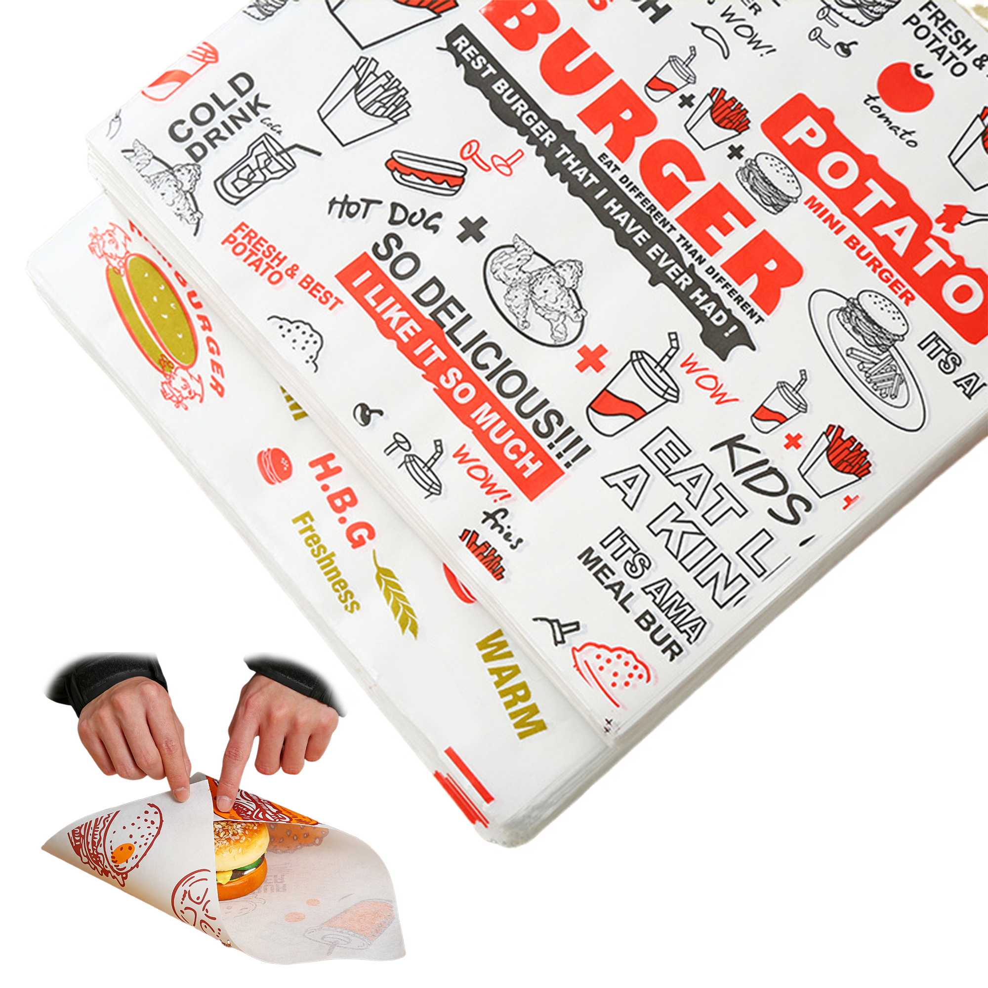 Food Grade Hamburger Wrapping Paper 12"x12" 2