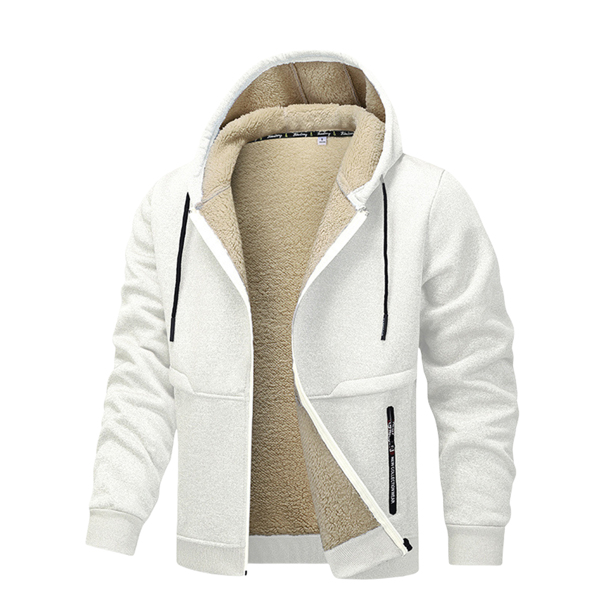 Men's Winter Fleece Hooded Thickened Sherpa Pullover Sweatshirt Oversized Trendy Coat, custom hoodie or sweatshirt with logo imprint 5