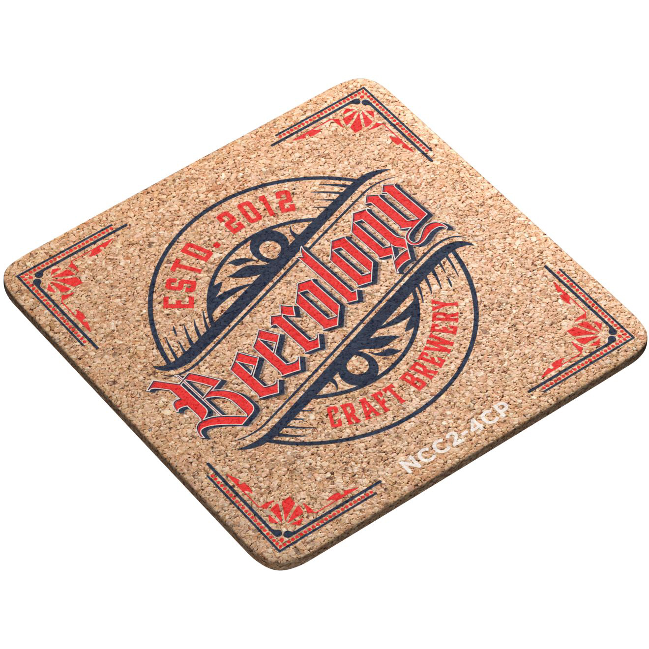 3/16" Natural Cork Coasters Square (3.5" x 3.5") round corners, Full Colour Digital Imprint