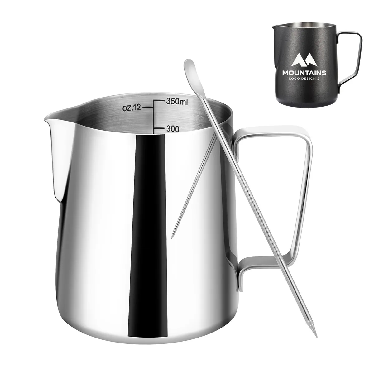 12oz Milk Frother Cup with Clear Scale 2