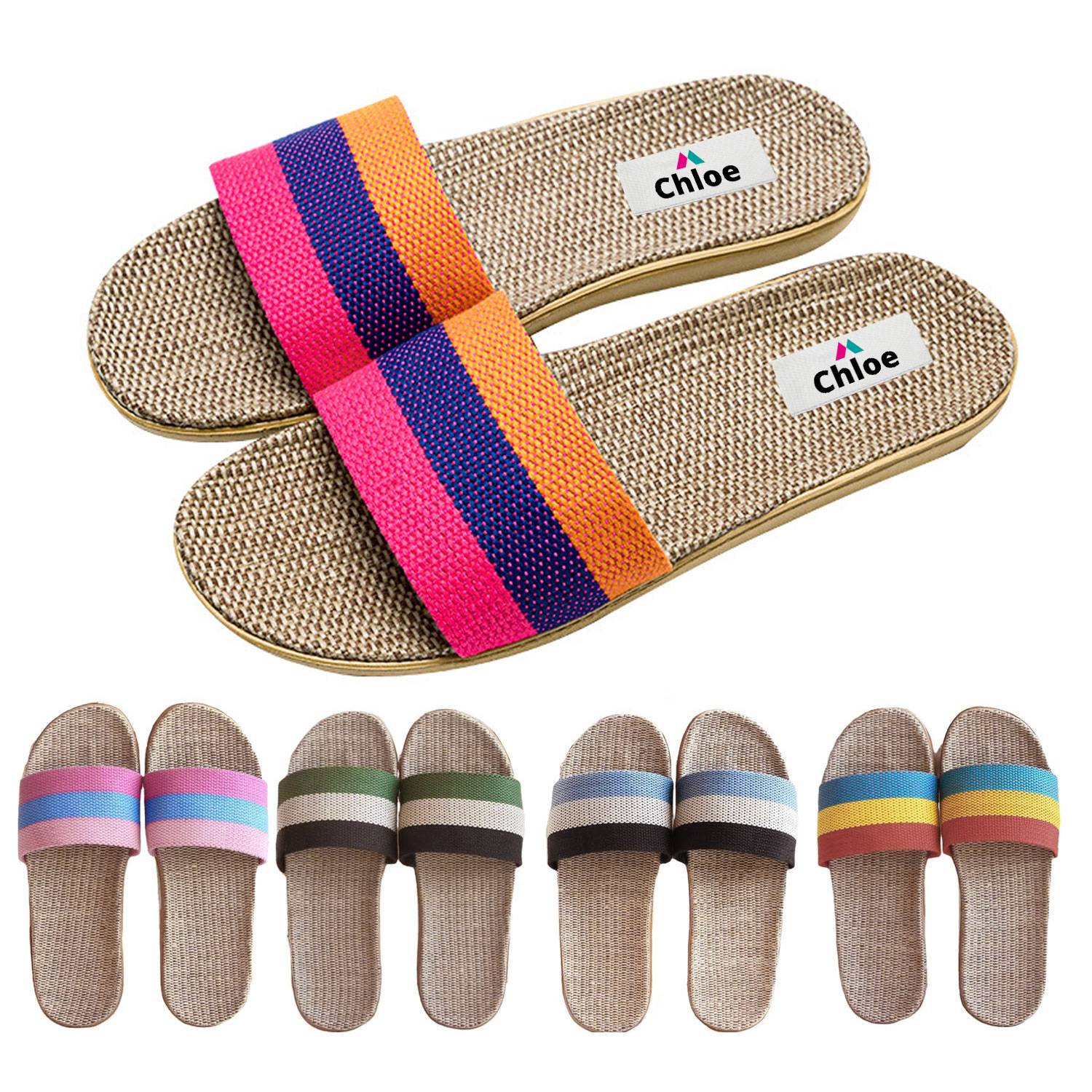 Fashion Unisex Linen Summer Skidproof Indoor Slippers 3