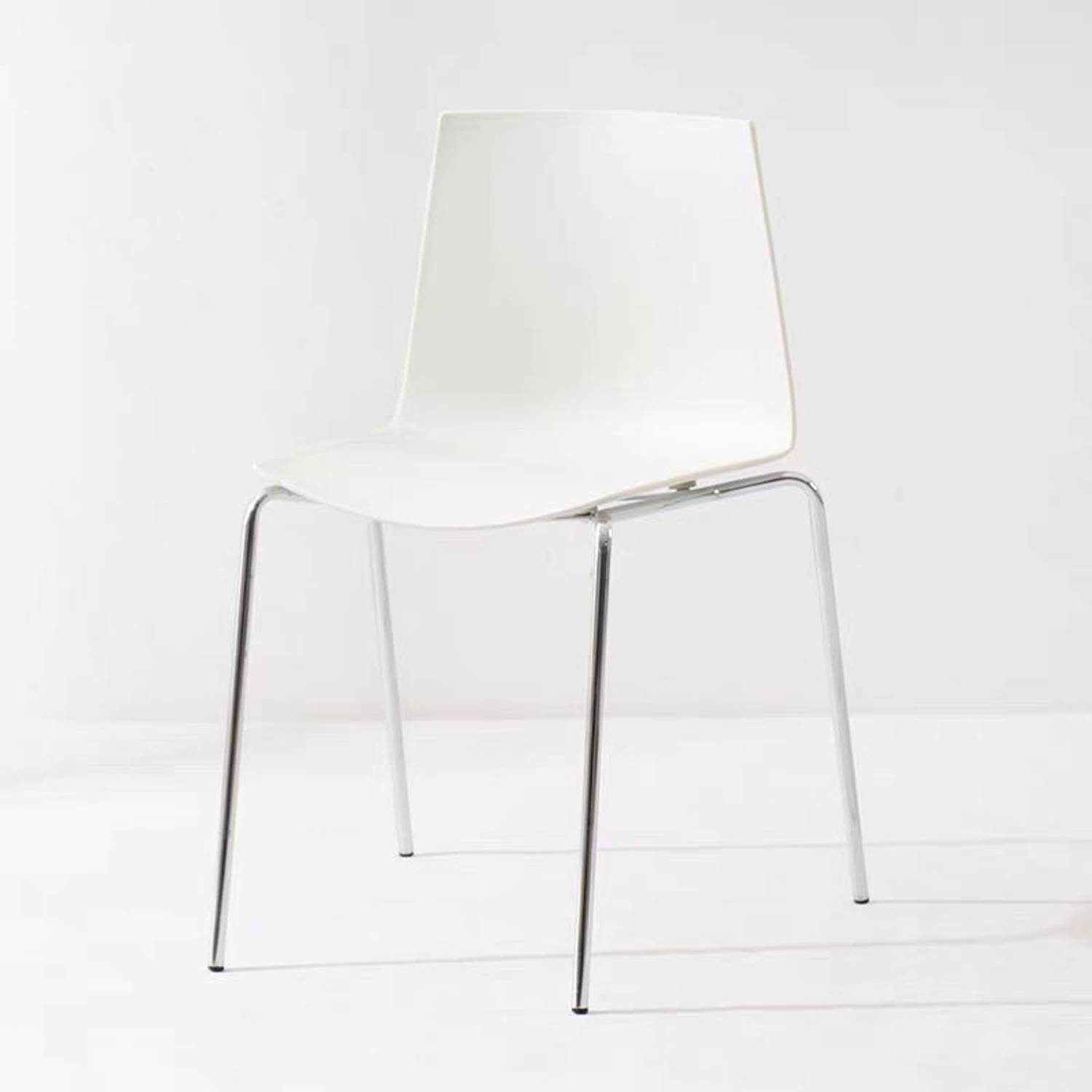 Stackable PP Plastic Chair with Chrome Metal Legs 8