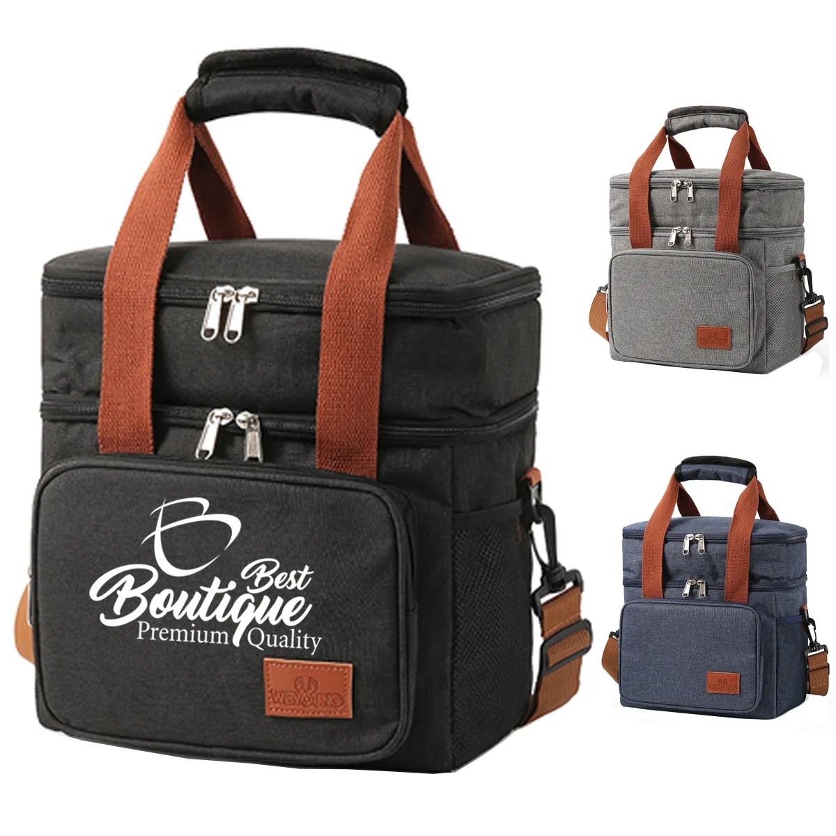 Reusable Leakproof Double Deck Soft Insulated Tote Lunch Bag 3