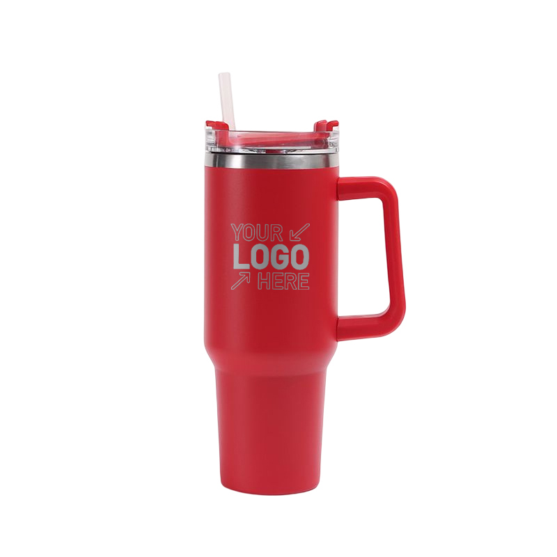 40 OZ Double Walls Stainless Steel Auto Tumbler With Straw And Handle 8
