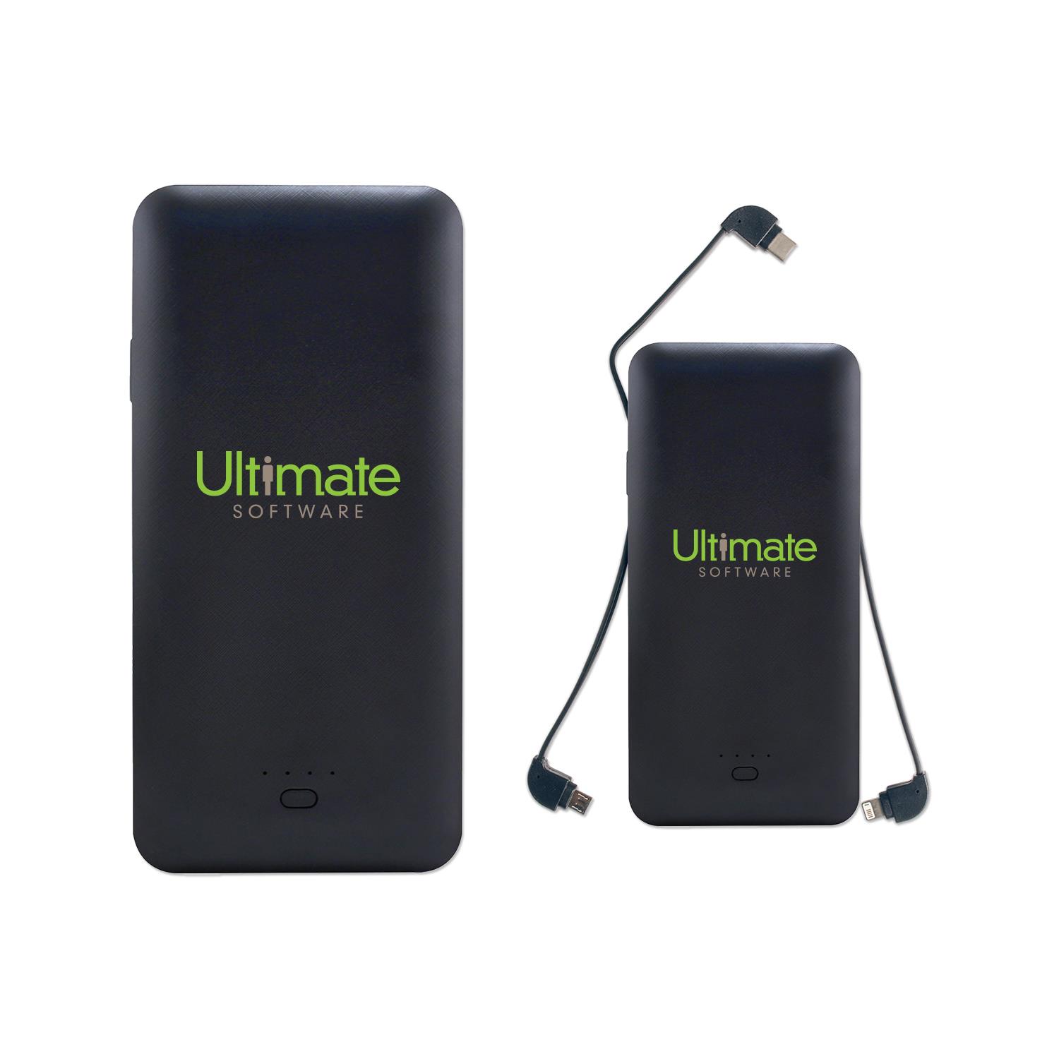 Charge All 10,000 mAh Power Bank with Integrated Charging Cables AC Plug 1