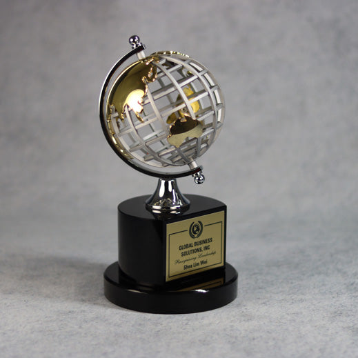 Silver And Gold Globe On Black Base 3