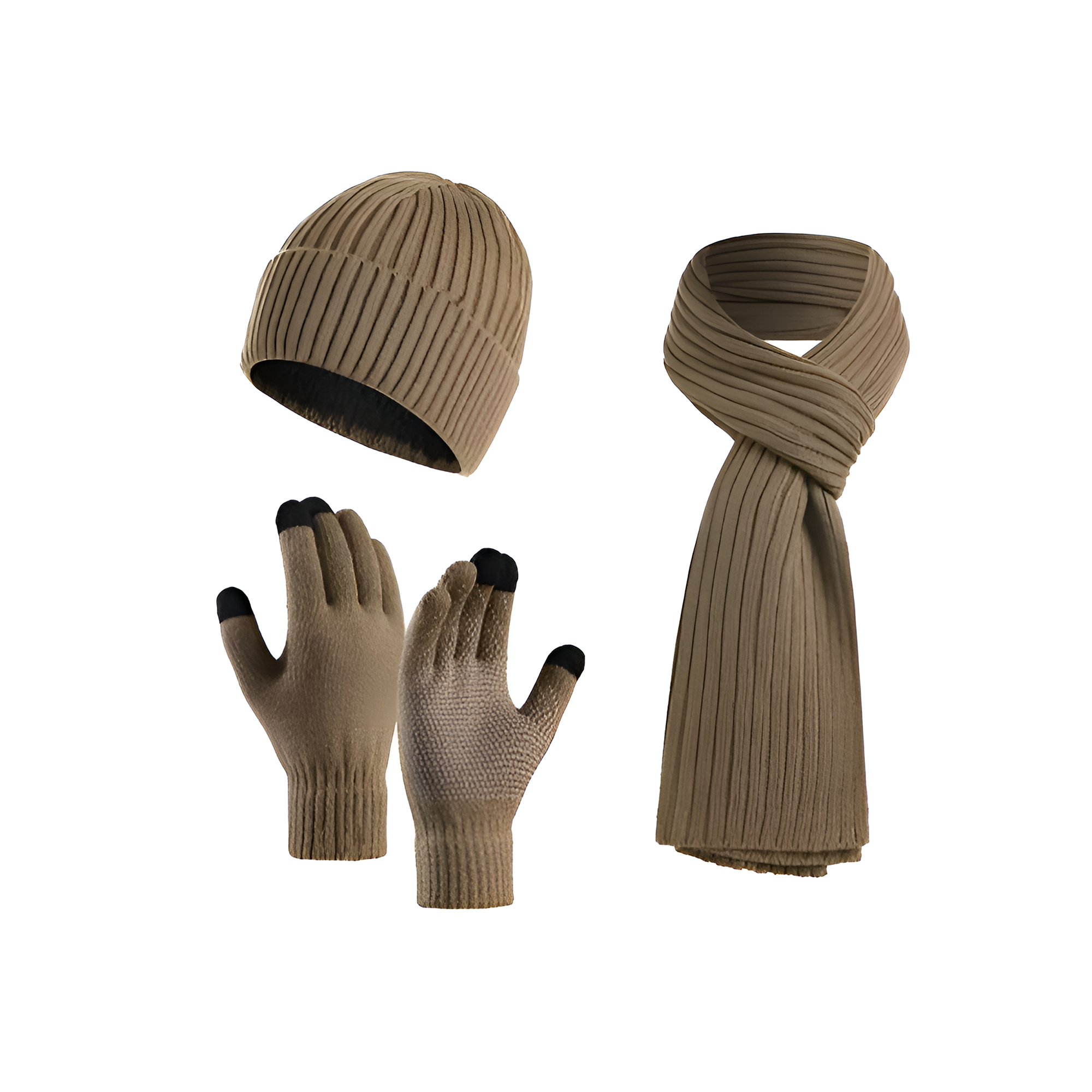 Winter Knitted Beanie Hat Scarf Glove Set 3