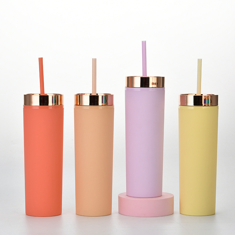 16oz Double Layer Plastic Straw Cup / Electroplated Cover 5