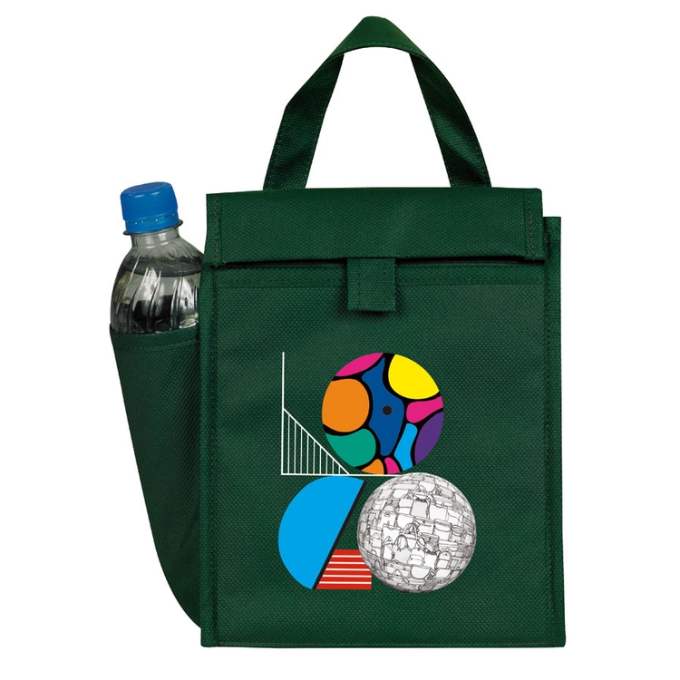 Non Woven Insulated Lunch Bag w/Bottle Pocket 5
