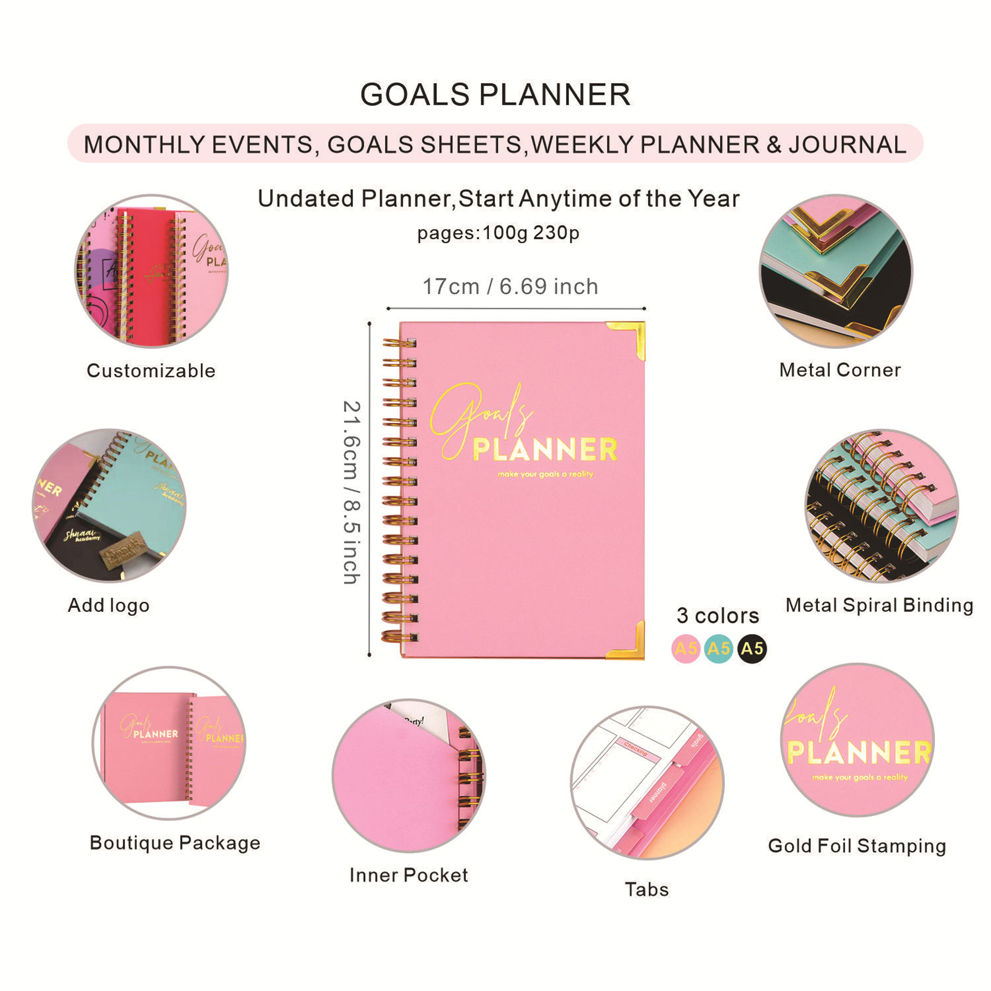 Personalized Hard-Cover Agenda Planner 5
