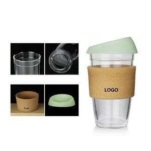 16Oz Reusable Glass Coffee Travel Mug With Lid 1