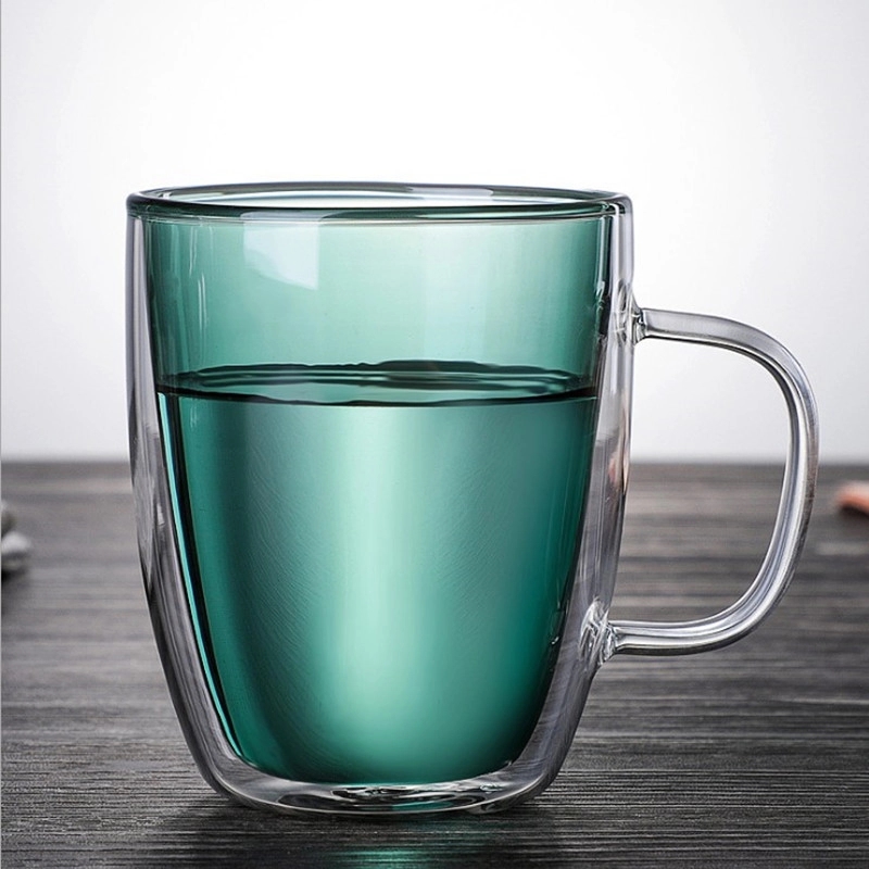 12 Oz Colored Double Walled Glass Coffee Mugs 3