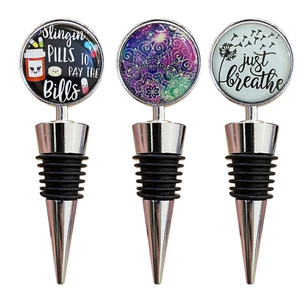 Round Epoxy Silver Wine Bottle Stopper 2