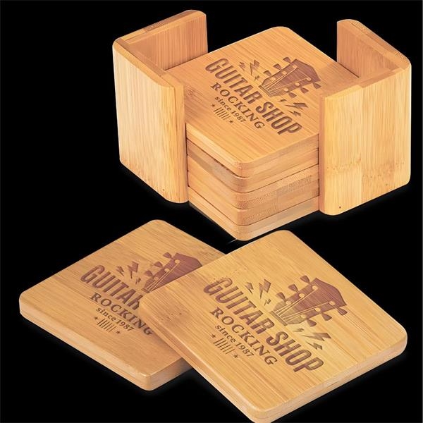 6Pcs Bamboo Coaster Set 1