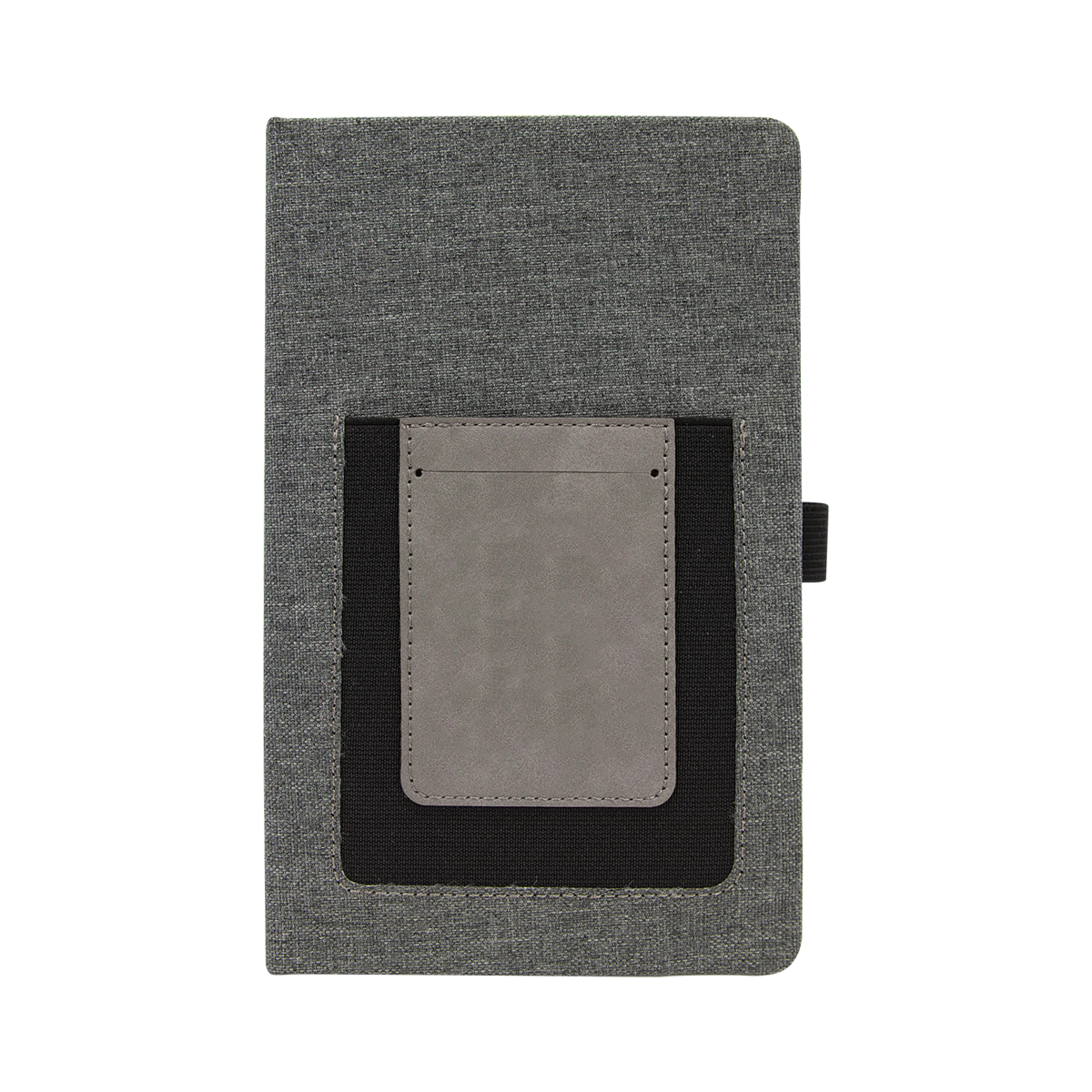 5 1/4" x 8 1/4" Gray w/Gray Leatherette Journal with Cell/Card Slot 2