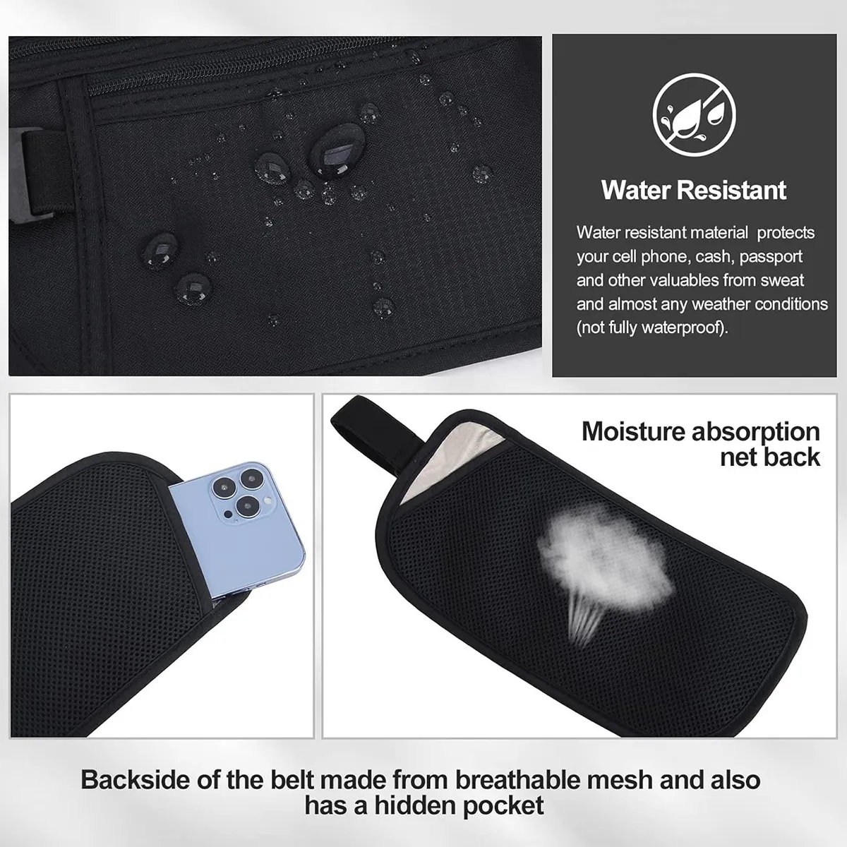 Slim Travel RFID Blocking Money Belt Conceal Waist Wallet 4
