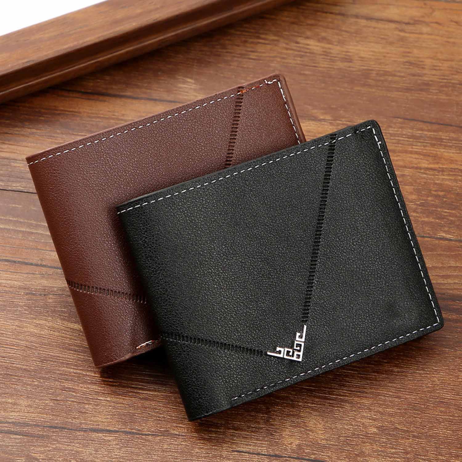 Large Capacity Mens Short PU Leather Wallet 2