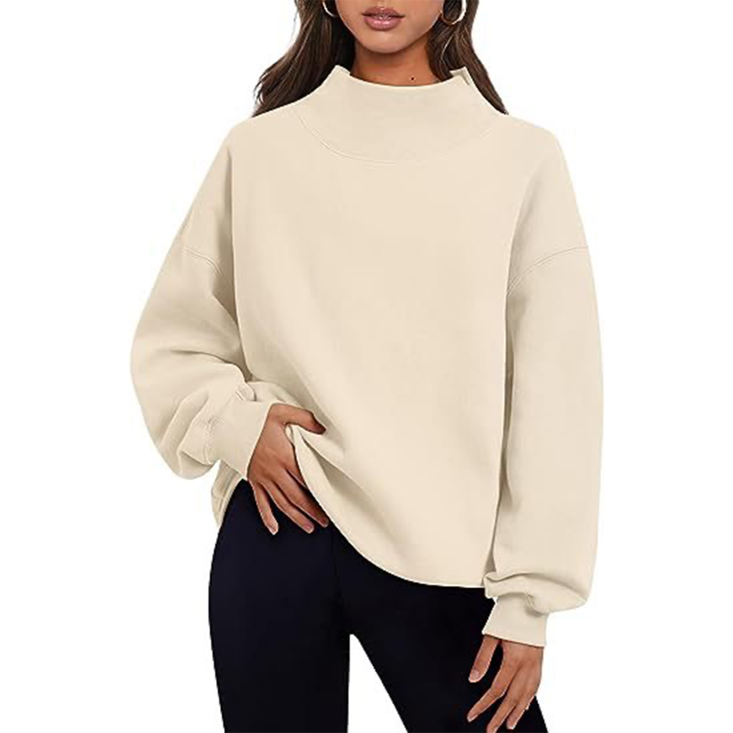 Womens Oversized Sweatshirts Turtleneck Pullover Long Sleeve 1