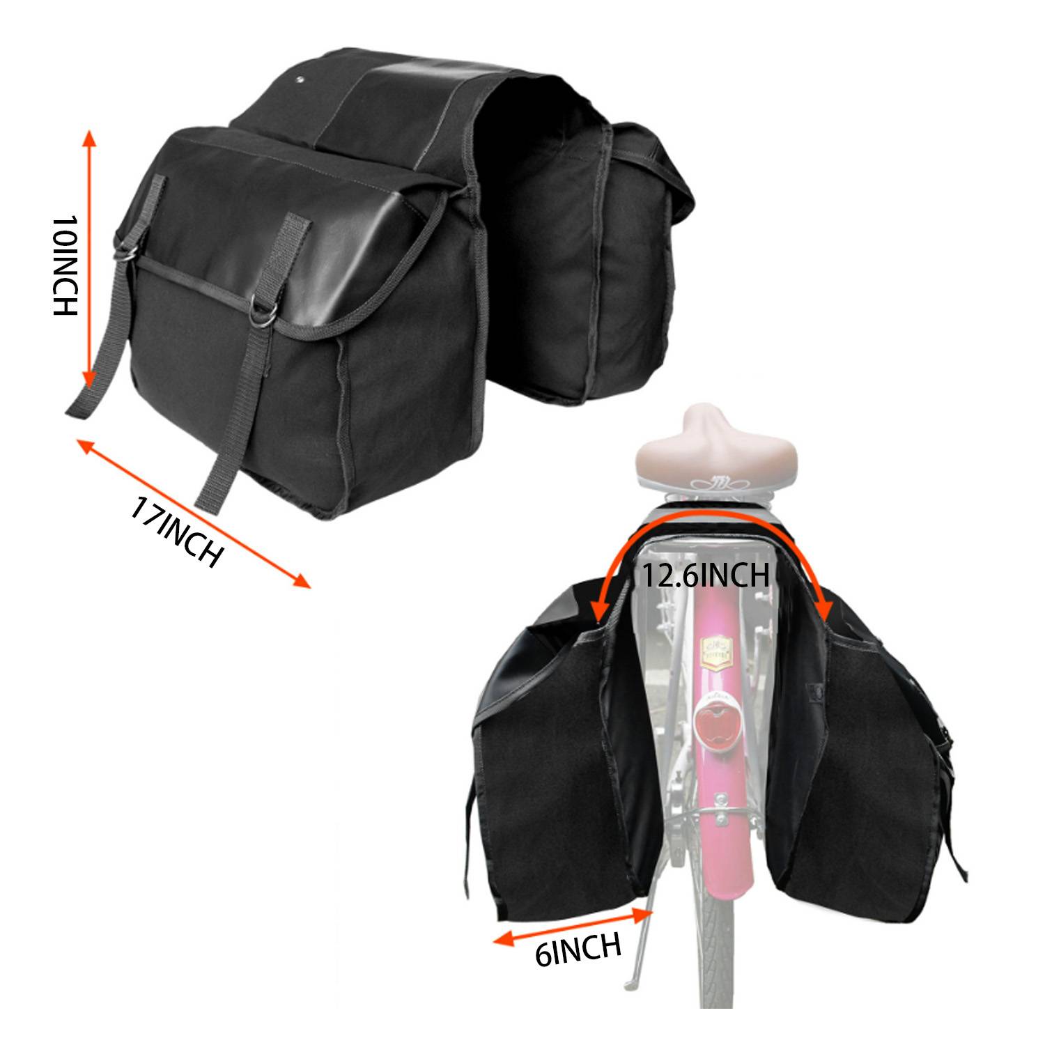 Canvas Heavy-Duty Rear Rack Bag for Biking 7