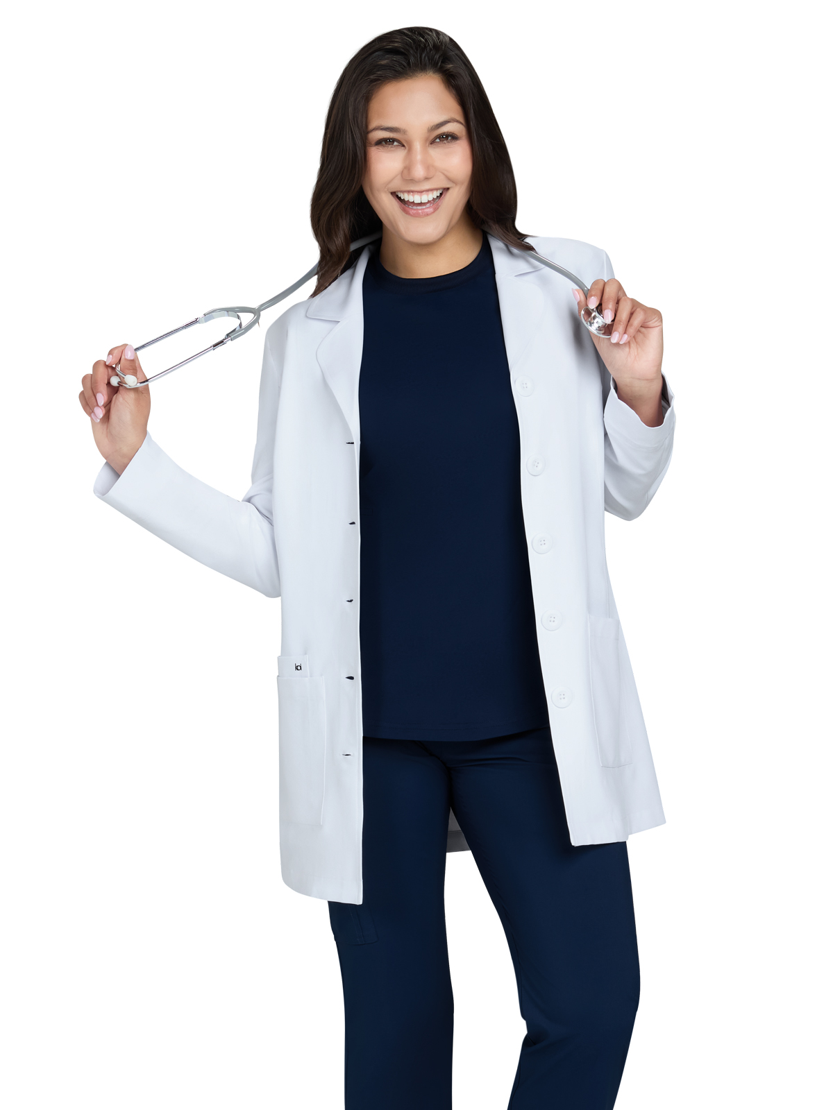 koi - Essentials - Womens Three-Pocket Water Repellent 32" Connect Lab Coat