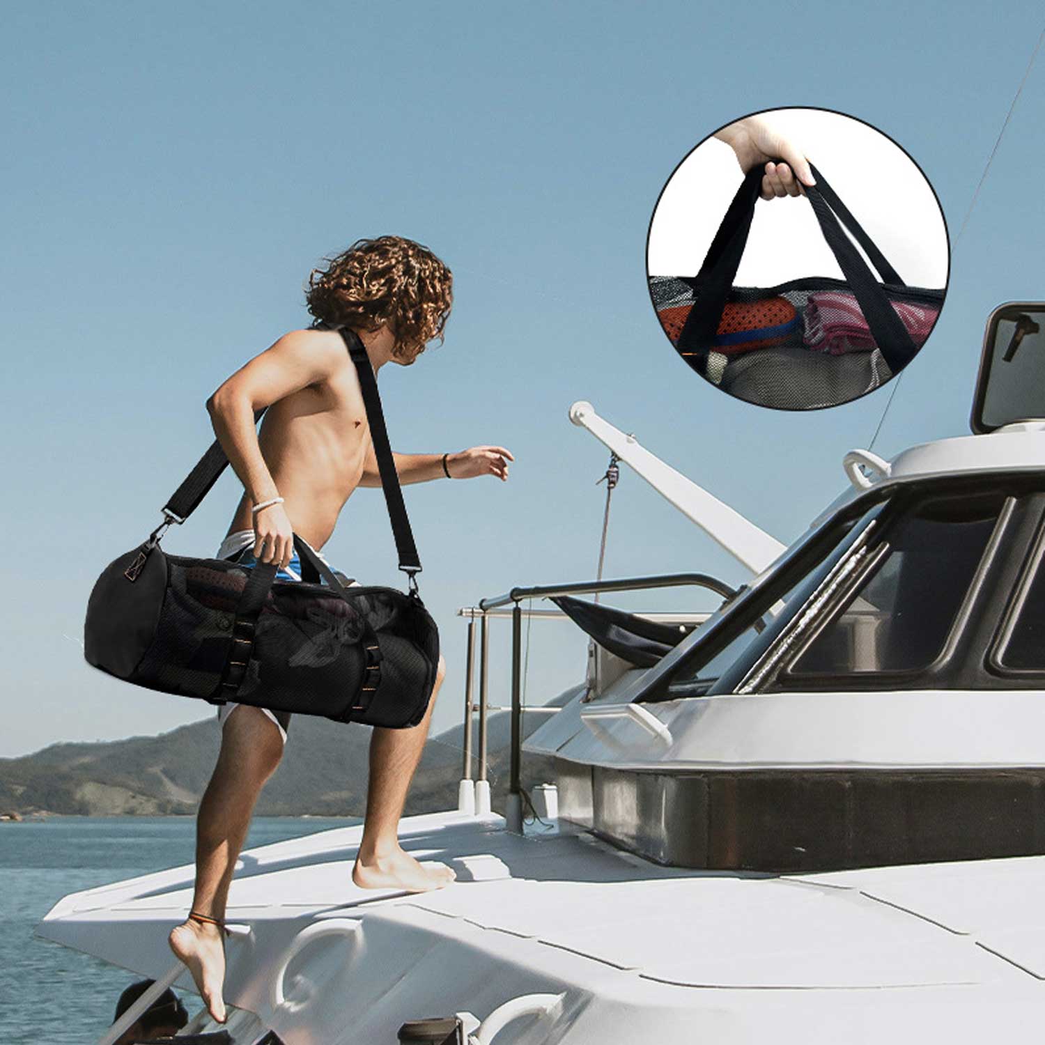 High-Capacity Mesh Beach Tote Multi-Purpose Travel Organizer 16